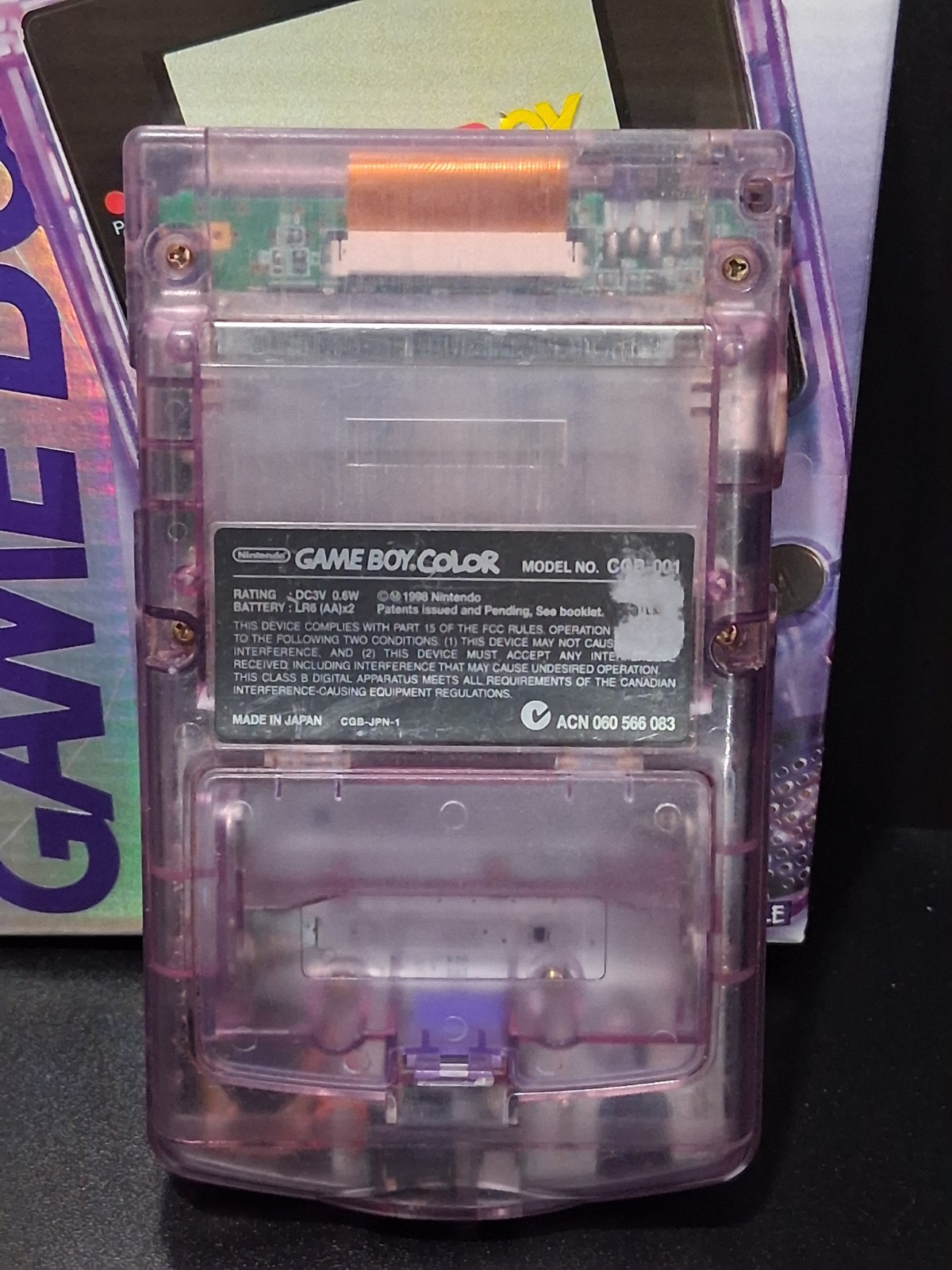 GameBoy Color Atomic Purple Complete In Box Manual CIB W/ GB Golf Cartridge GBC