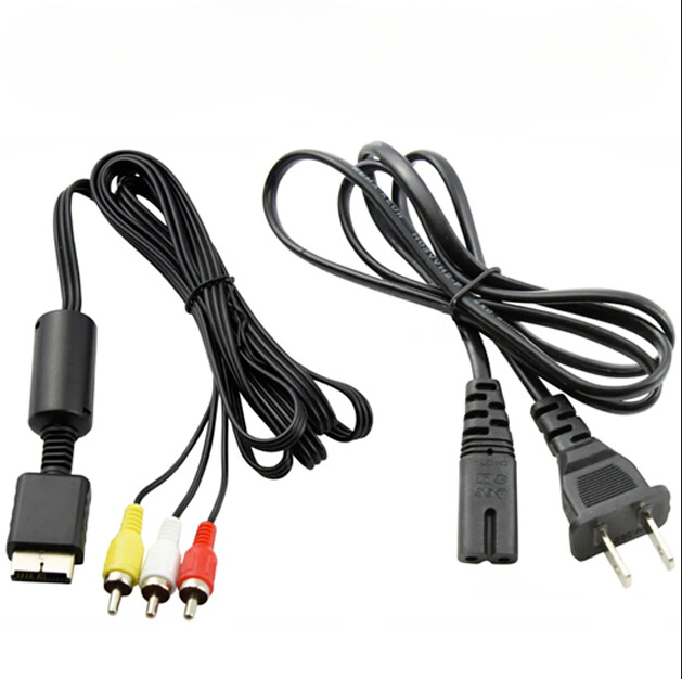 for Sony Playstation 1 2 PS1 FAT Audio AV RCA+AC Cable Power Supply Adapter Cord