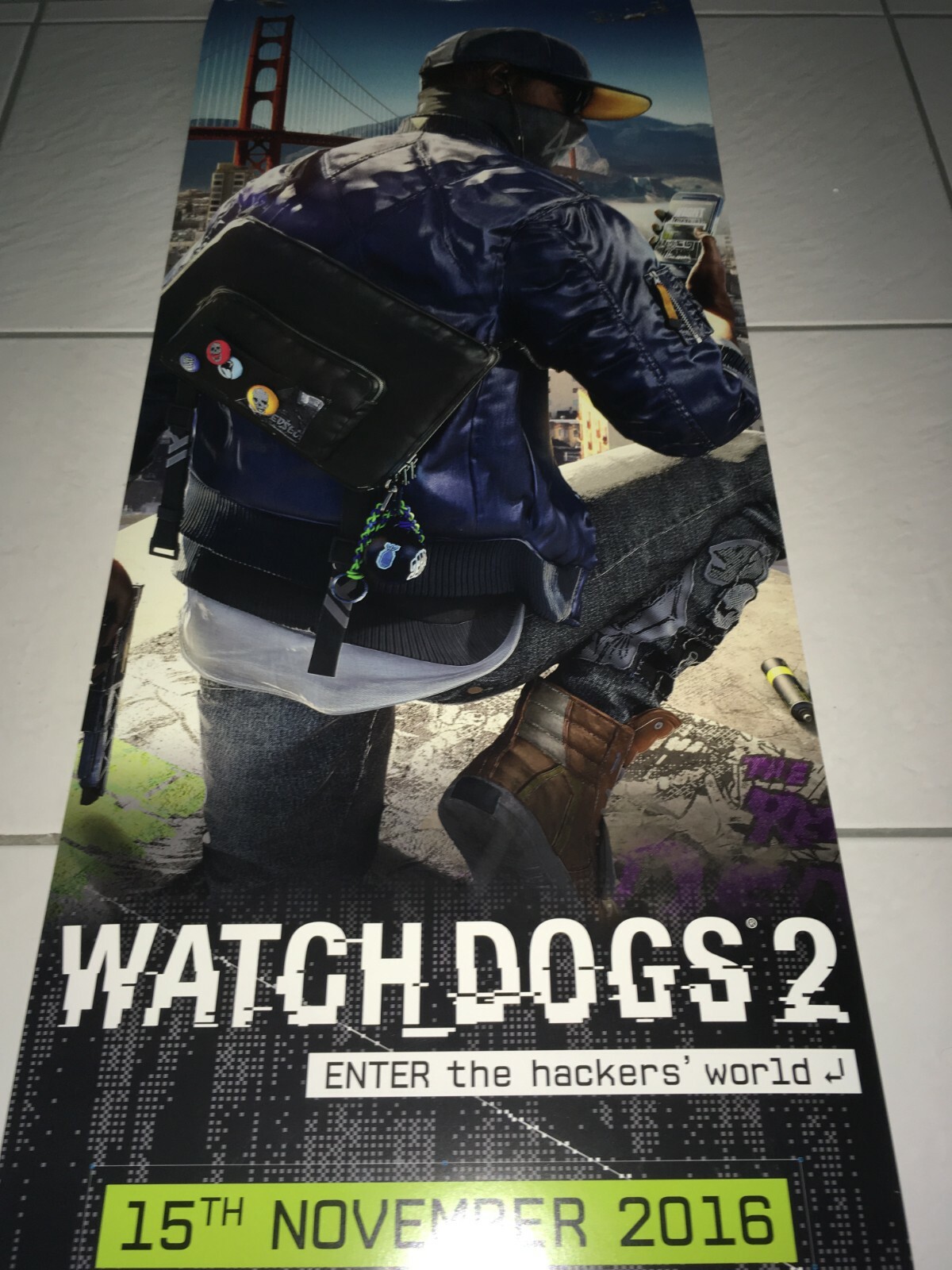WATCH DOGS 2 2016 MA15+ X RARE AUST MINT ORIG XBOX ONE PS4 DS GAMES POSTER # 1 L