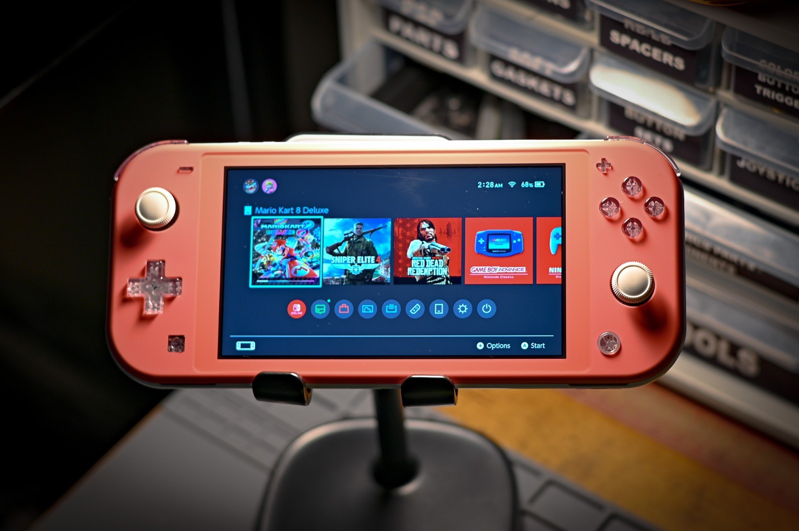 Custom Pink Nintendo Switch Lite 128GB TMR Hall Effect New Screen Game Bundle