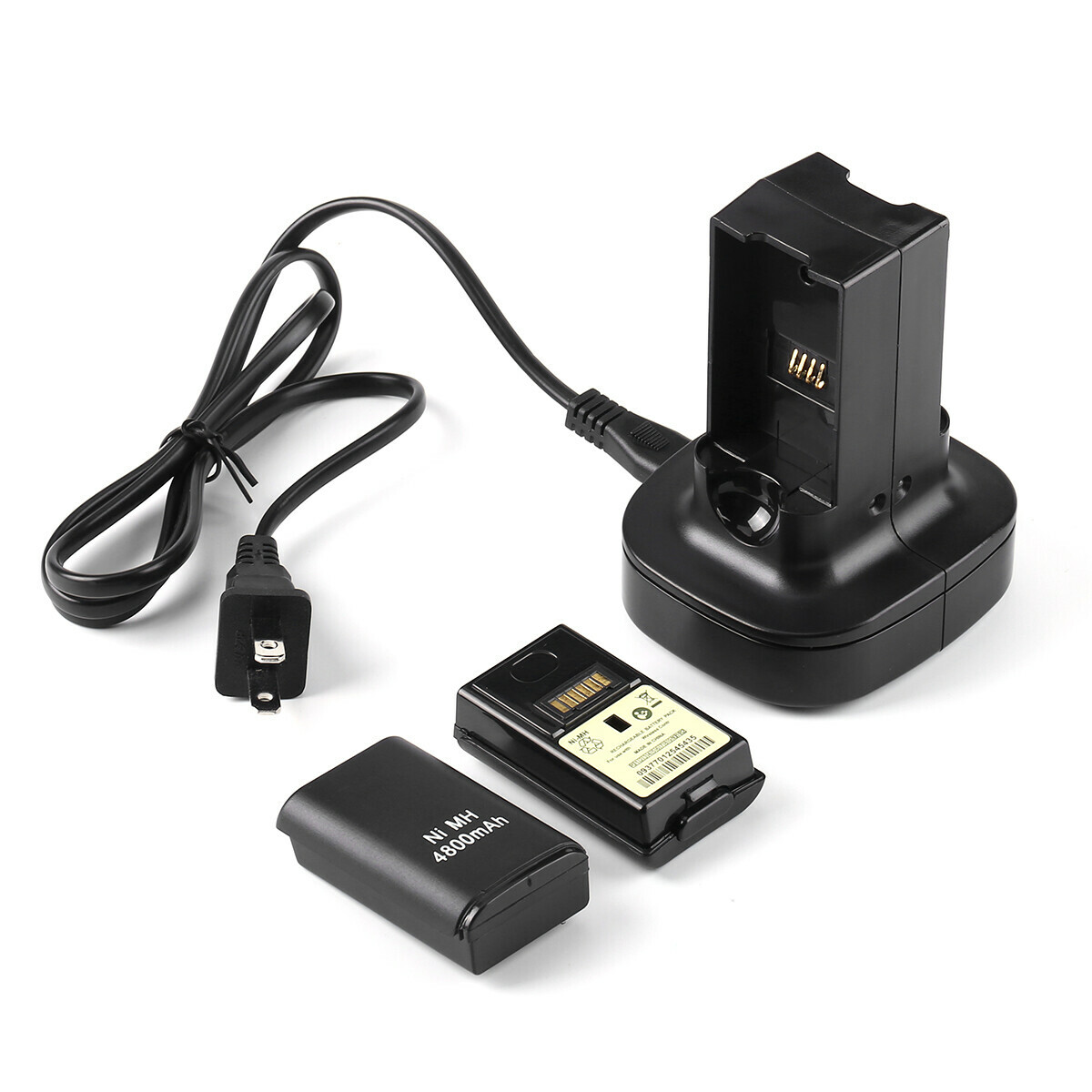 2 Battery Pack & Charger Dock For Microsoft Xbox 360 Wireless Controller Black