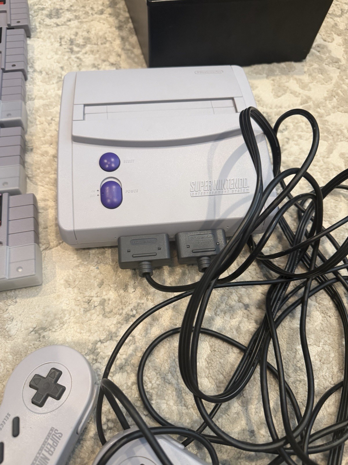 Super Nintendo Console With Two controllers And 10 Games
