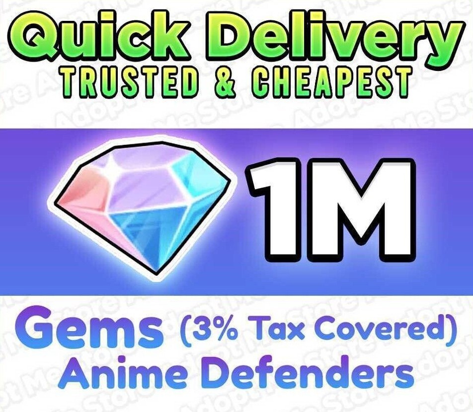 Anime Defenders | ROBLOX | 100K – 5M GEMS | CHEAPEST PRICE & FAST DELIVERY