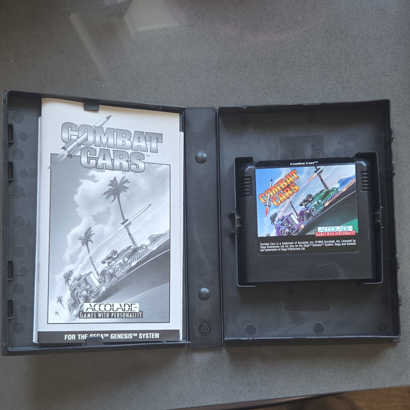 Accolade Combat Cars Sega Genesis Car Racing Game Manual Included NTSC-U/C