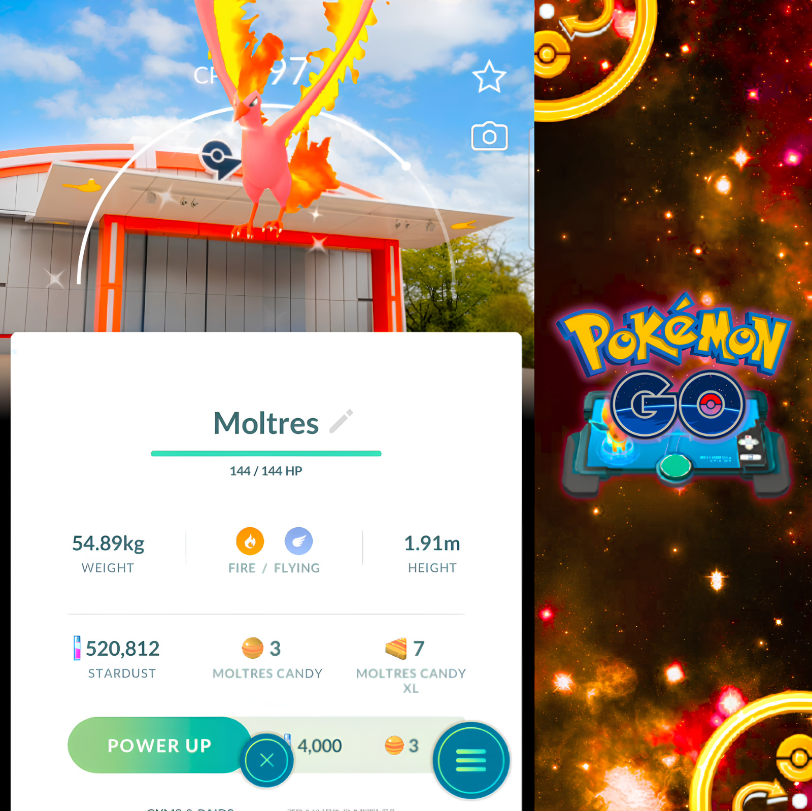 Pokémon Shiny Moltres Pokepark BG | 20K, 80K, 1M Stardust | Tr-de Go ✨
