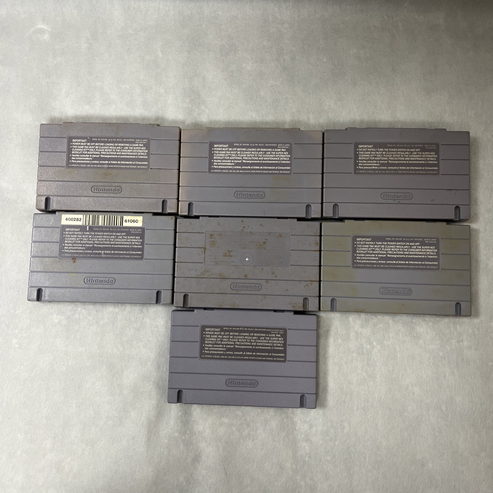 Vintage Super Nintendo Snes Video Games Mixed Title/Genres Lot Of 7 Not Tested