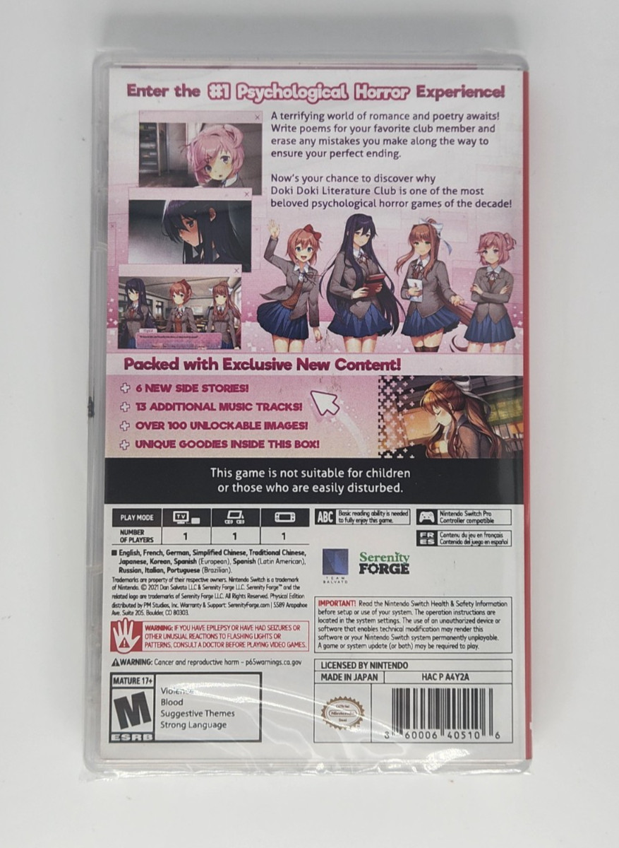 Doki Doki Literature Club Plus! PREMIUM PHYSICAL EDITION (Nintendo Switch) NEW