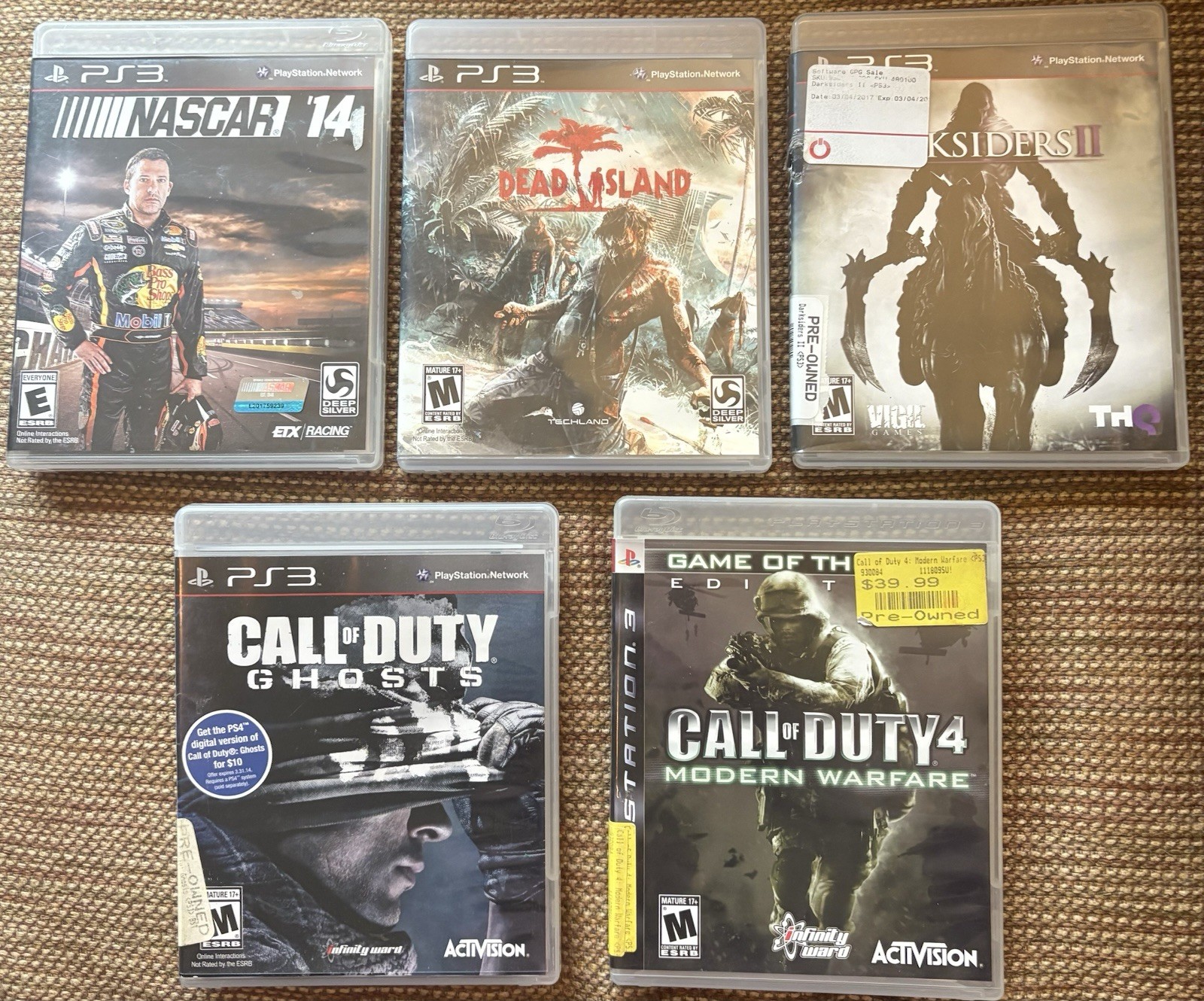CIB Ps3 Bundle (Darksiders II, Dead Island, Call of Duty, NASCAR 14)