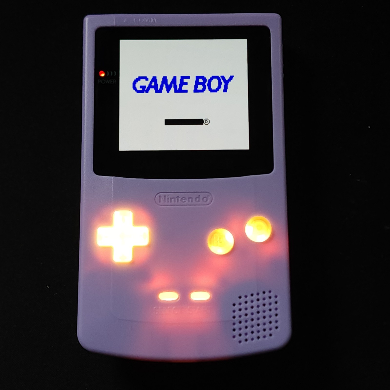 GameBoy Color GBC Lilac Backlit OLED Screen, Color Changing Buttons/Logo