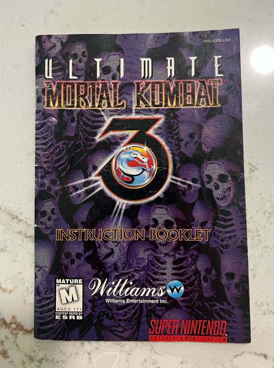Ultimate Mortal Kombat 3 Instruction Booklet SNES Instruction Manual Only