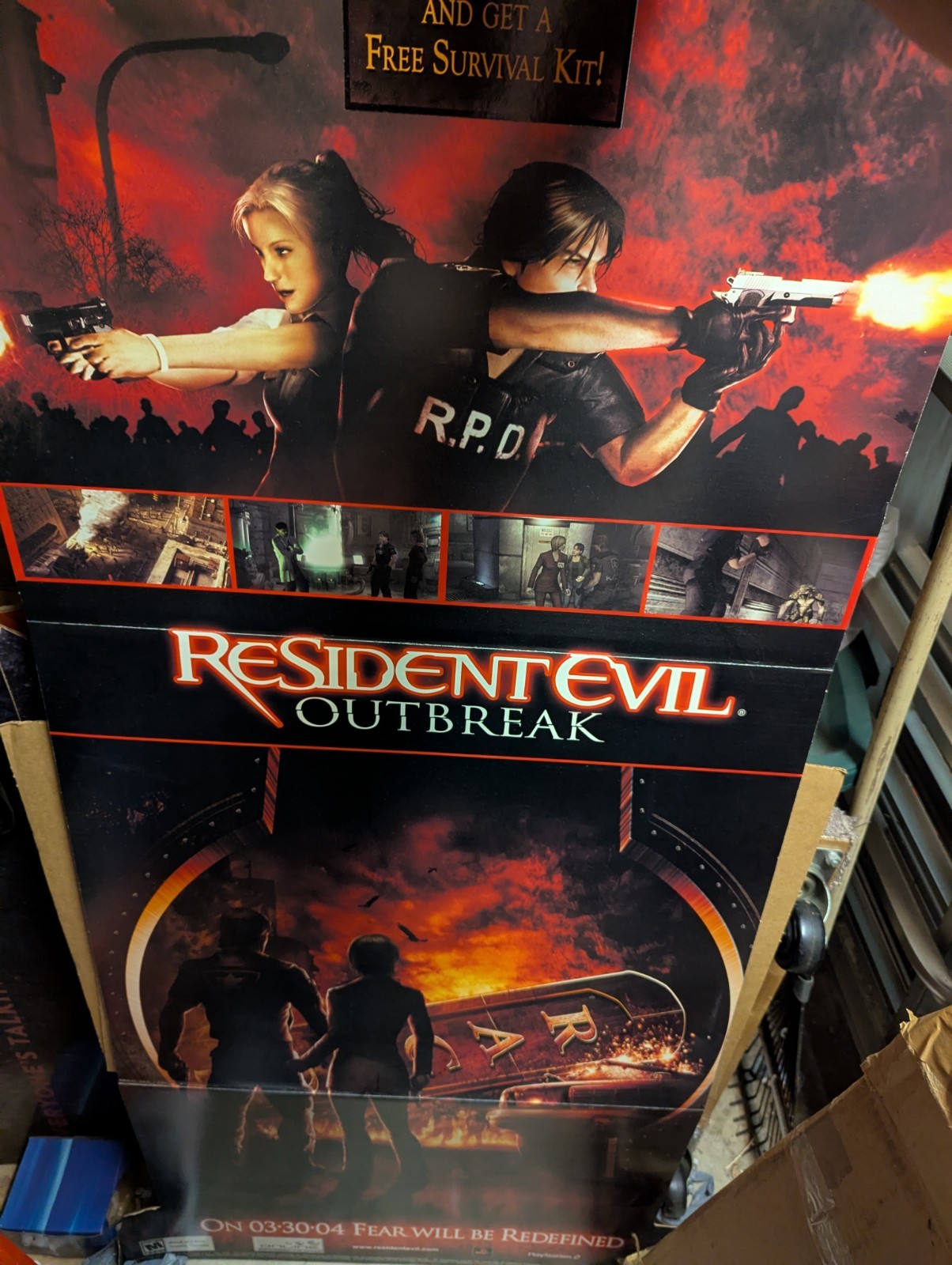 Resident Evil Outbreak Playstation2 Store Promo Standee Vintage Rare 2004