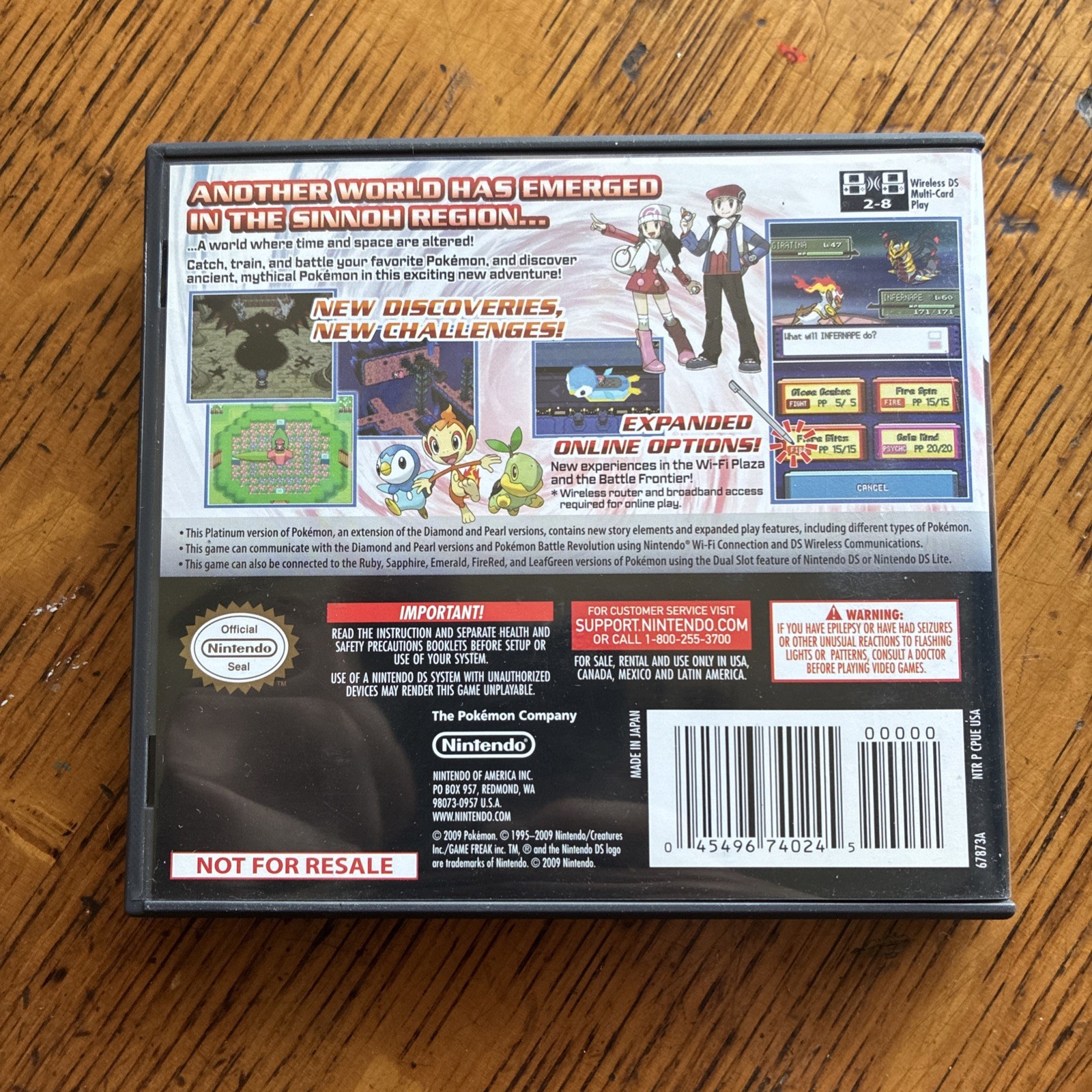 Pokemon Platinum Version DS Game Manual Case Nintendo 2009 Not for Resale Tested