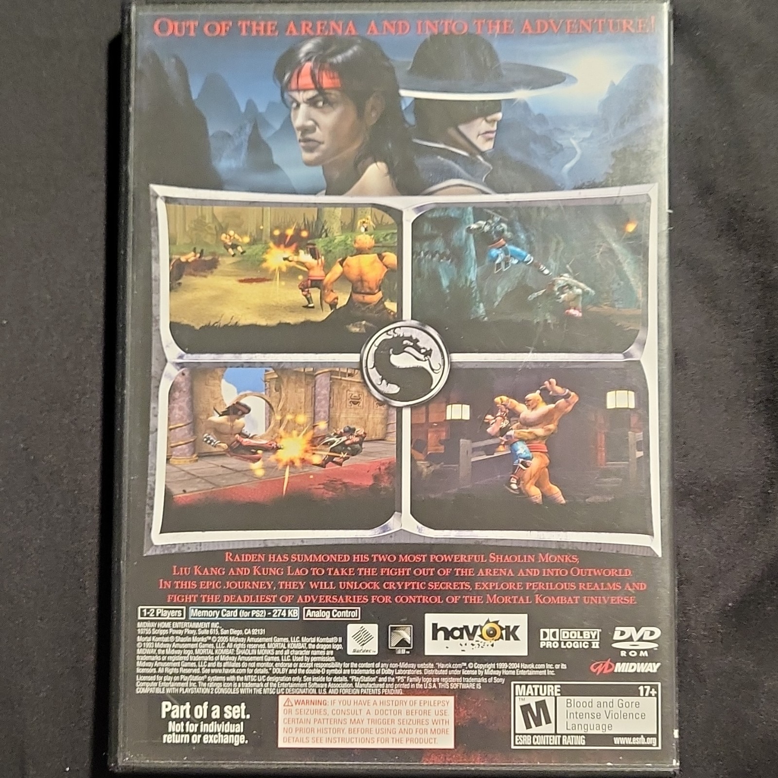 Midway Mortal Kombat: Shaolin Monks PS2 Manual Included Multiplayer NTSC-U/C