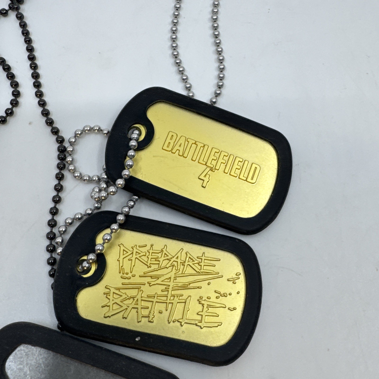 Battlefield 4 Prepare 4 Battle Dog Tag Necklace Set of 2 Gold & Silver