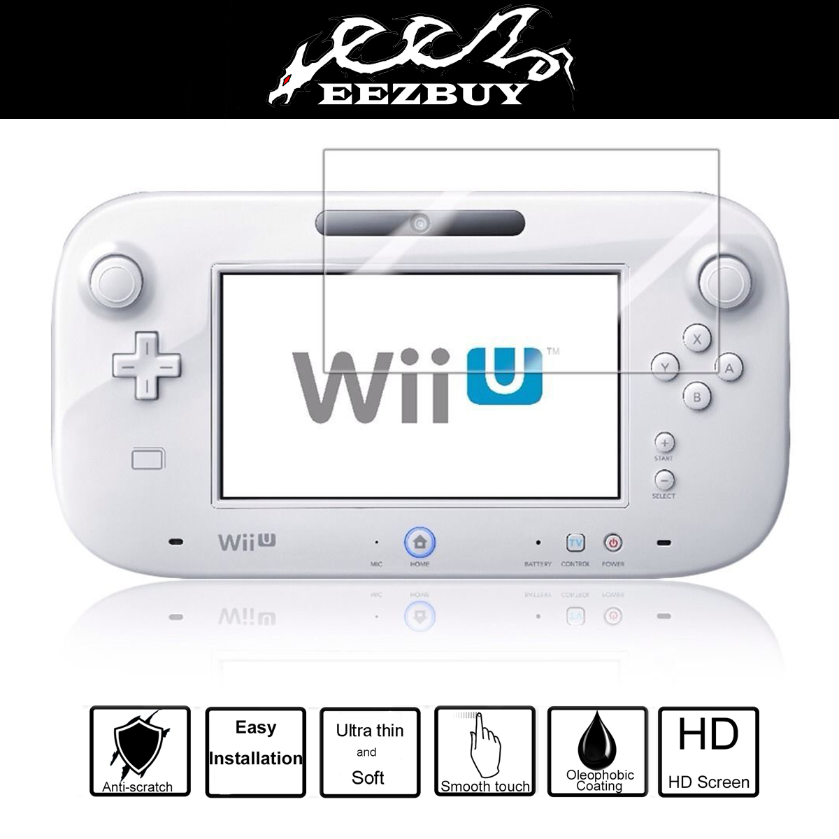 2pcs Clear Screen Protector Film For Nintendo Wii U Gamepad Remote Controller