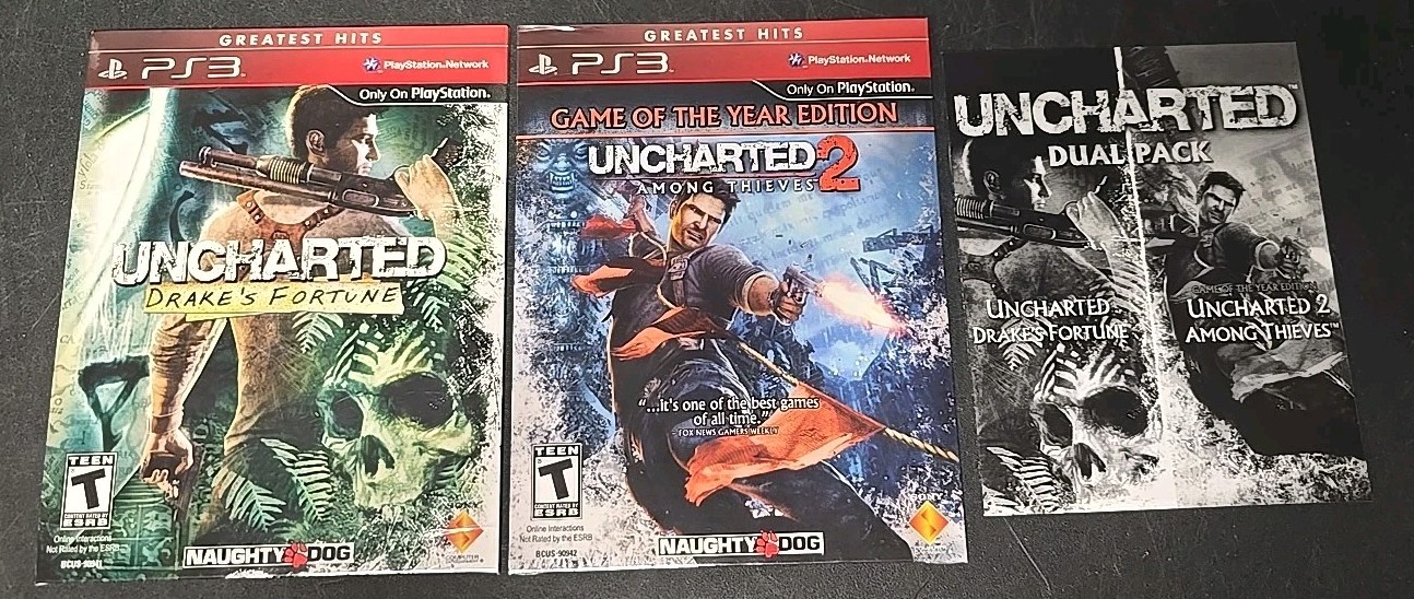 Uncharted Dual Pack (Sony Playstation 3, PS3) Cardboard Sleeves, NEW Sealed