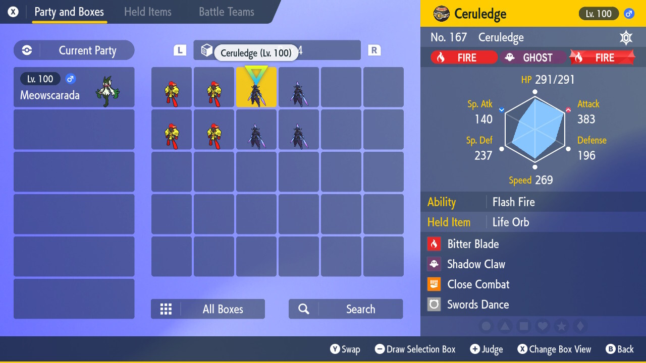 Armarouge, Ceruledge , 6IVS, Life Orb, Male/Female, Battle Ready,Scarlet/Violet