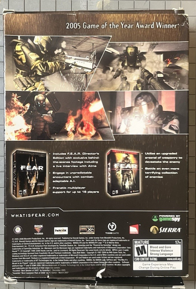 F.E.A.R. Gold Edition (PC) Small Big Box Complete + Extraction Point