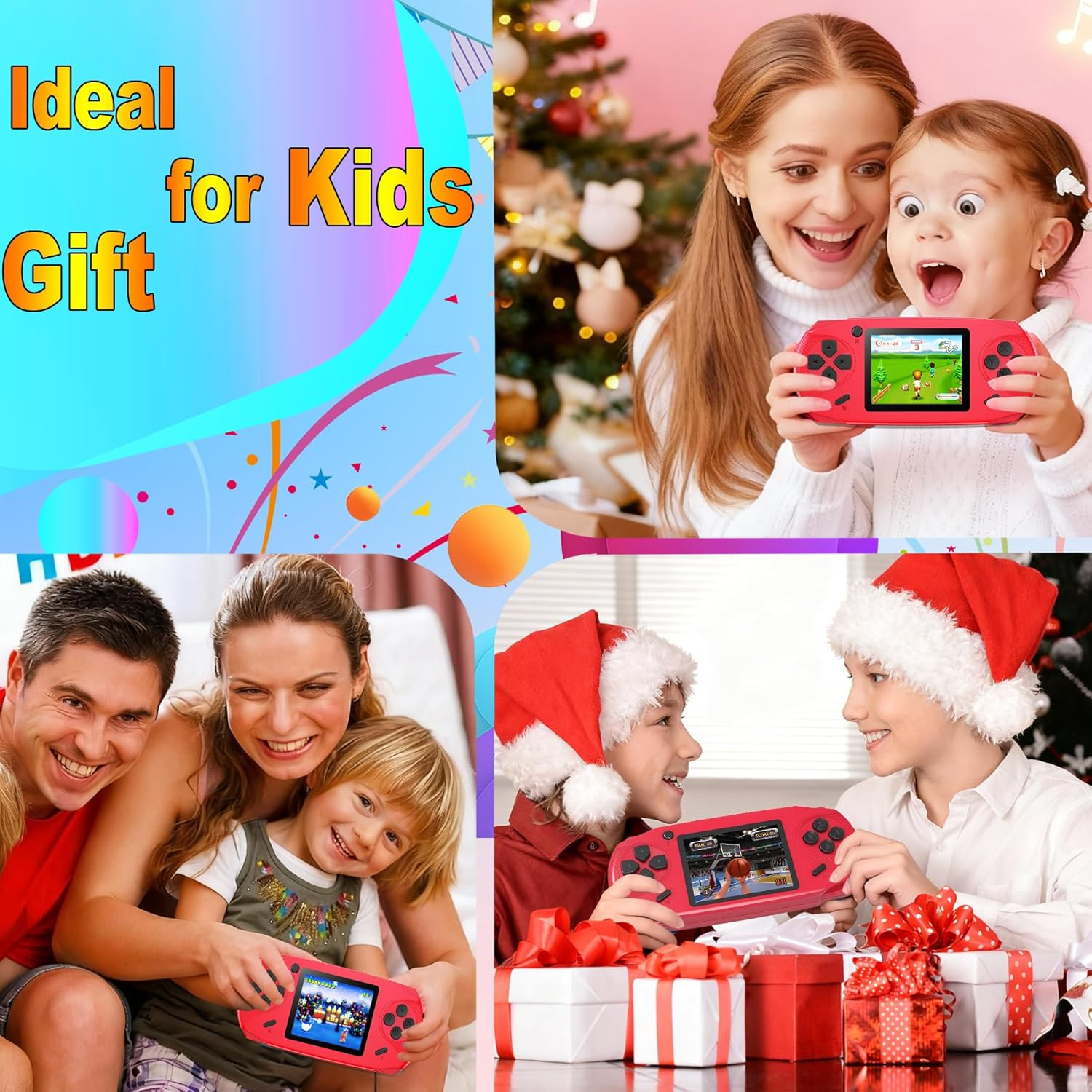 16-Bit Handheld Video Games Preloaded 220 Retro Electronic Gaming Player Red
