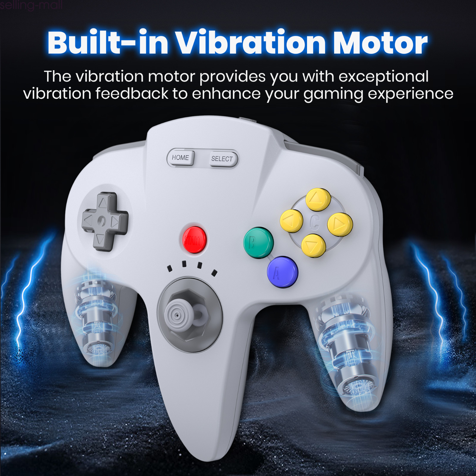 Wireless N64 Controller, 2.4GHz N64 Receiver,Rechargeable & Built-in Rumble