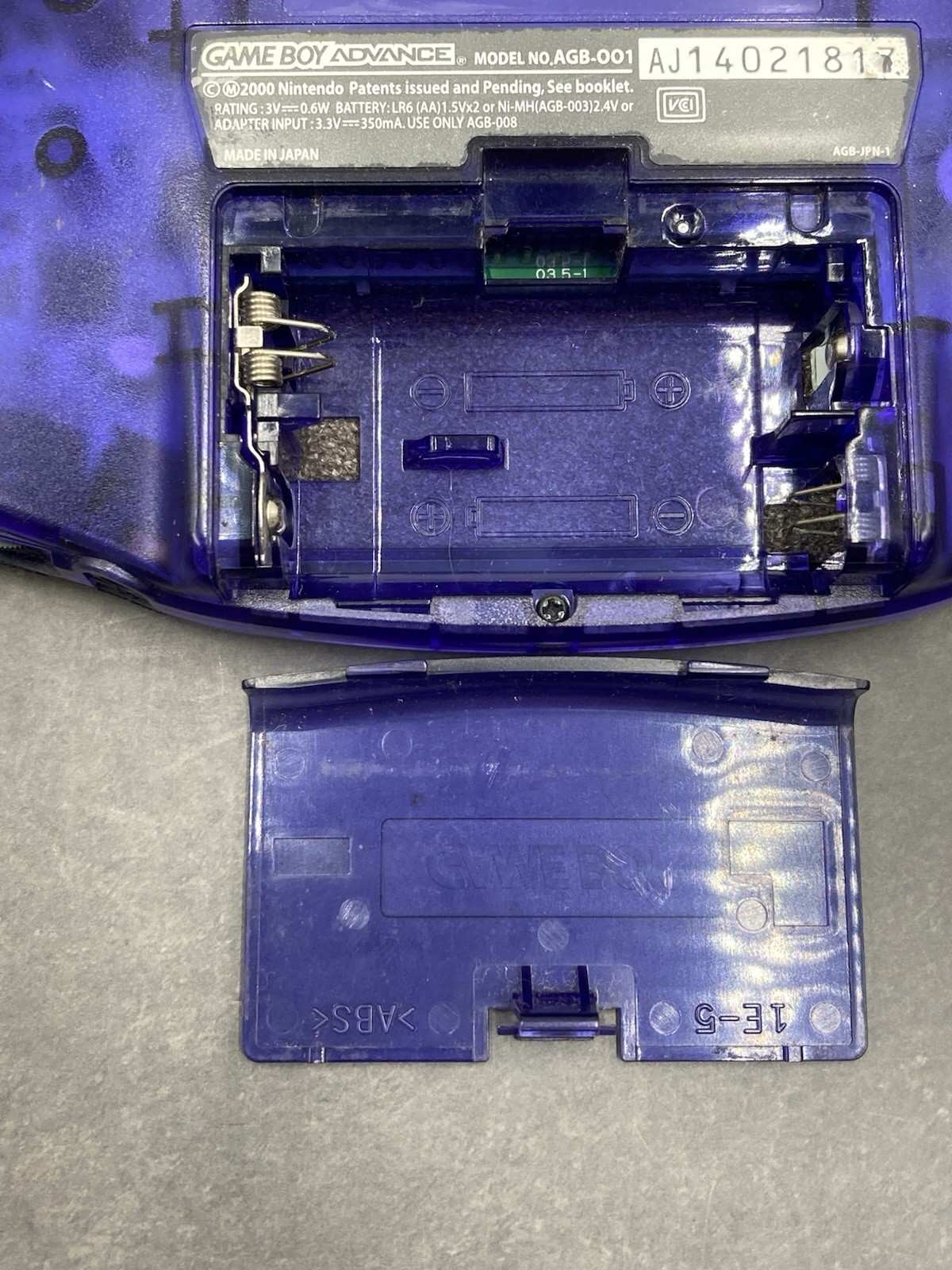 Nintendo Game Boy Advance AGB-001 Console Clear purple tested 0707-401