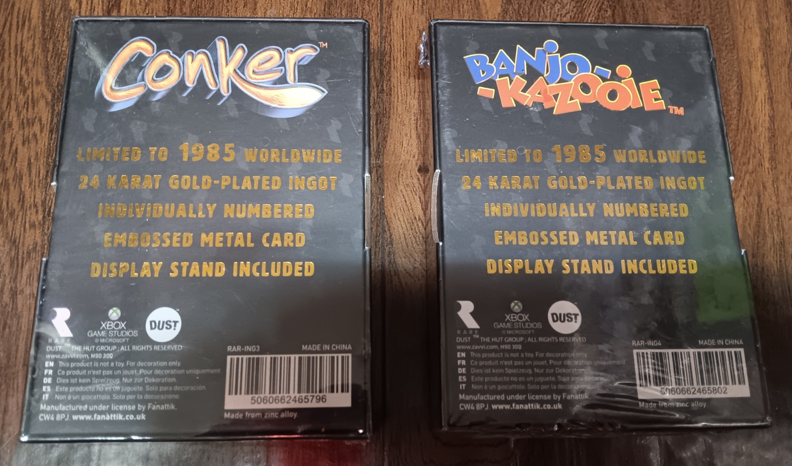 2 RARE COLLECTION 24k Gold Plated Ingots Conkers Bad Fur Day Banjo Kazooie N64!