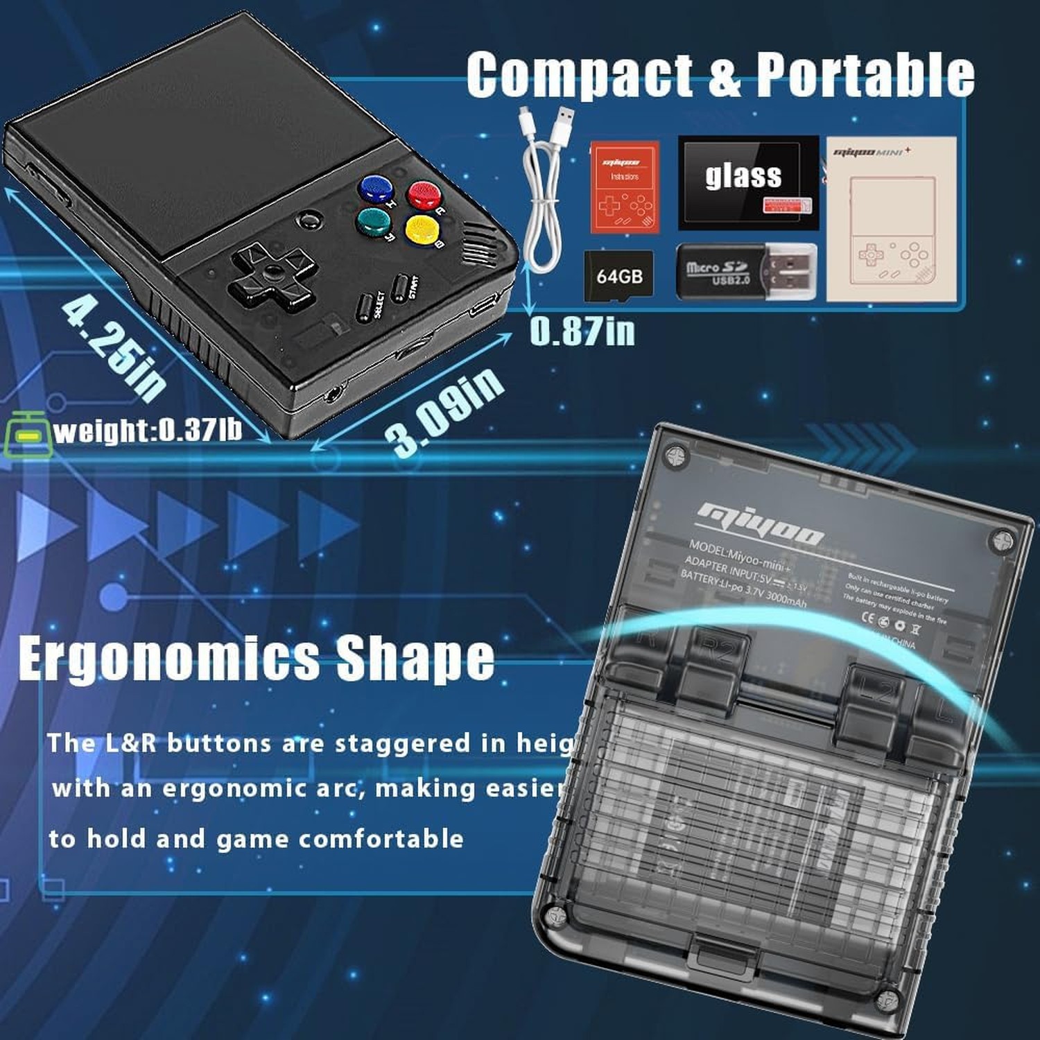 Mini Plus Retro Gaming Console, Handheld Game Console with 3000mAh Battery 3….