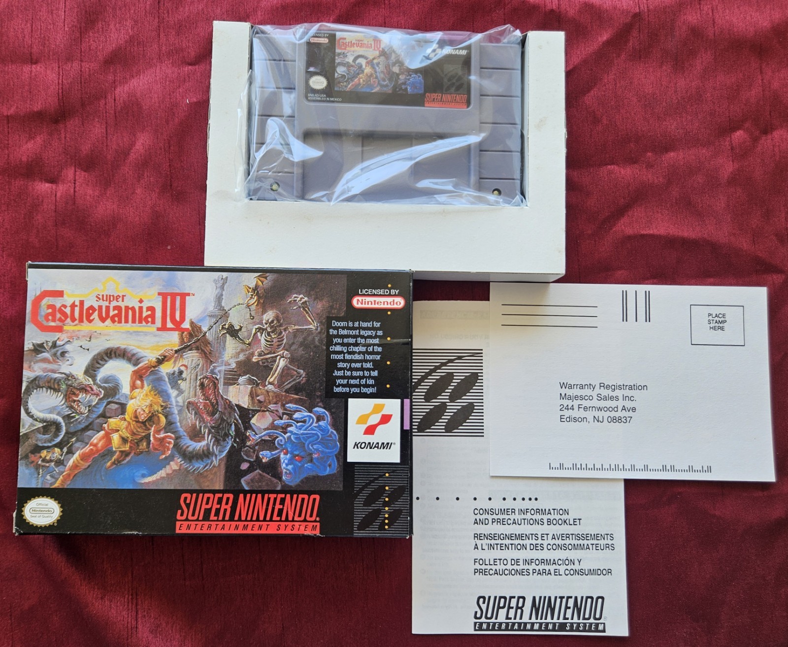 Super Nintendo SNES Super Castlevania 4 IV VideoGame Cartridge Original Box RARE