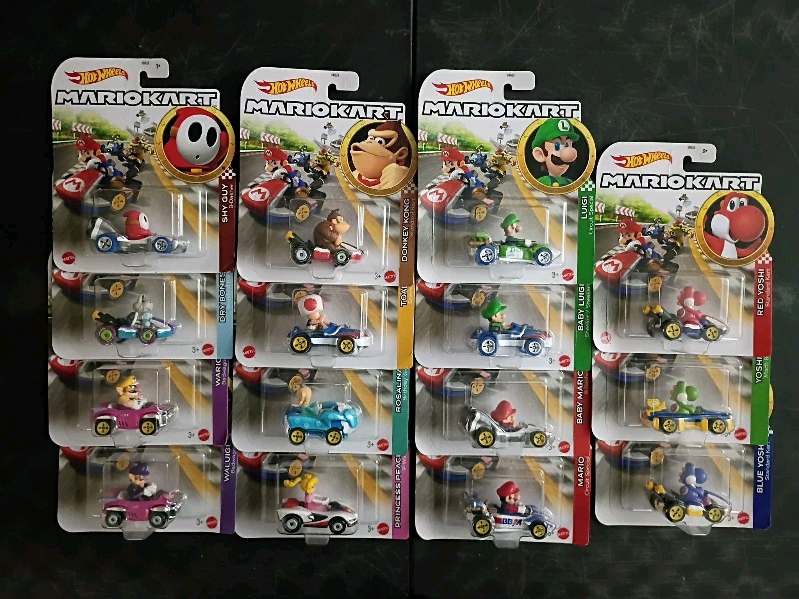 15-PK SUPER MARIO KART Hot Wheels Lot Dry Bones Waluigi Rosalina Peach Luigi