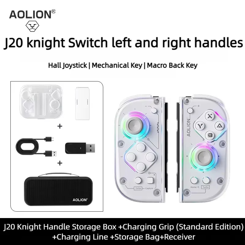 Aolion J20 Knight Wireless Gamepad with Left and Right Switch Hall Joystick Moti