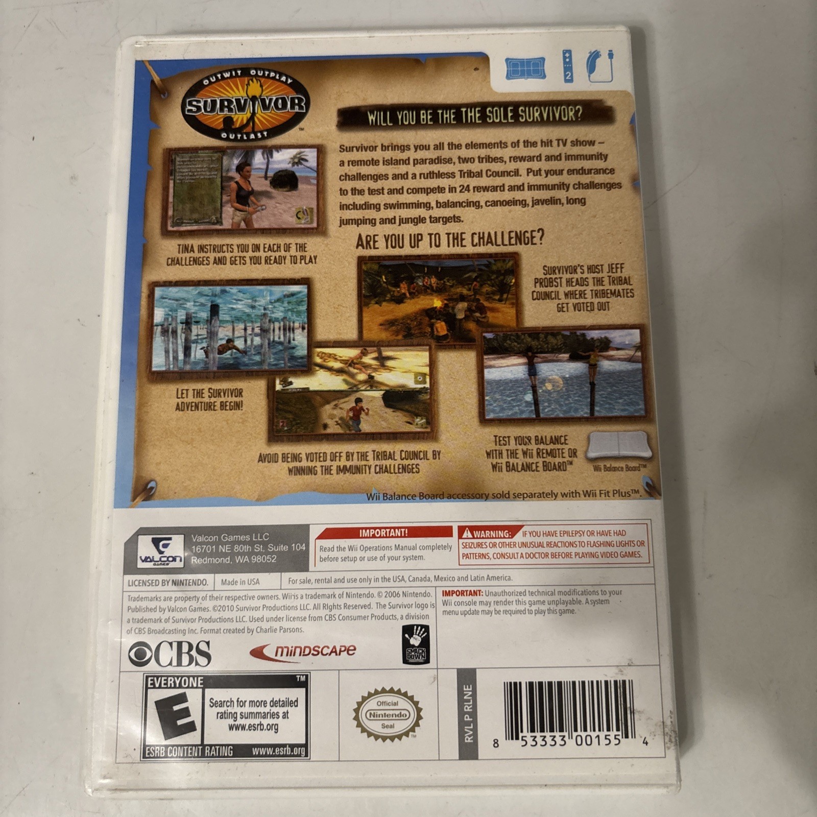 Survivor Wii Game 2010 Outwit Outplay Outlast Nintendo Wii Complete in Box CIB