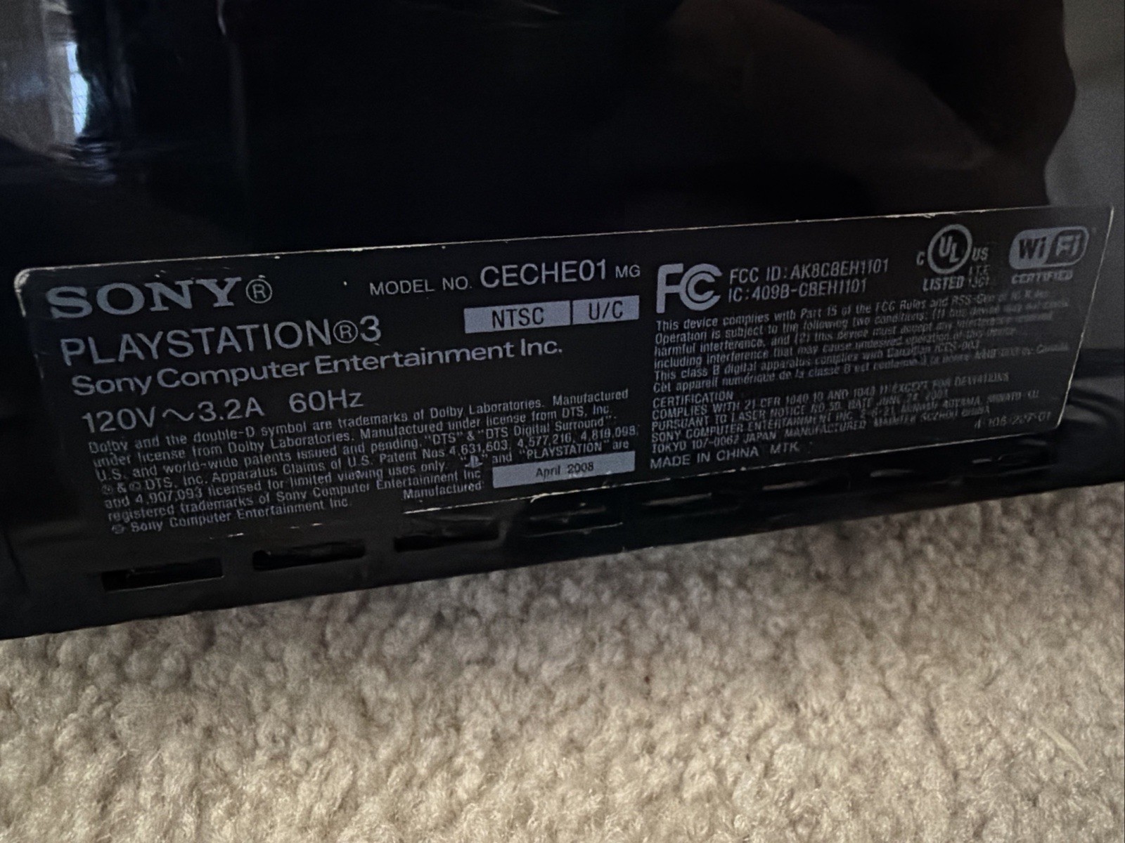 Sony PlayStation 3 PS3 Fat Backwards Compatible CECHE01 80GB + 1 controller