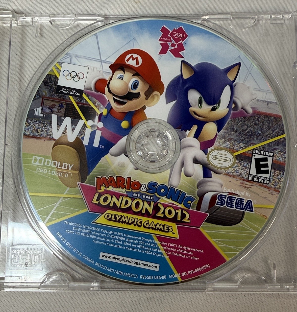 Mario & Sonic London 2012 Olympic Games SEGA Nintendo Wii Sports NTSC Disc Only!