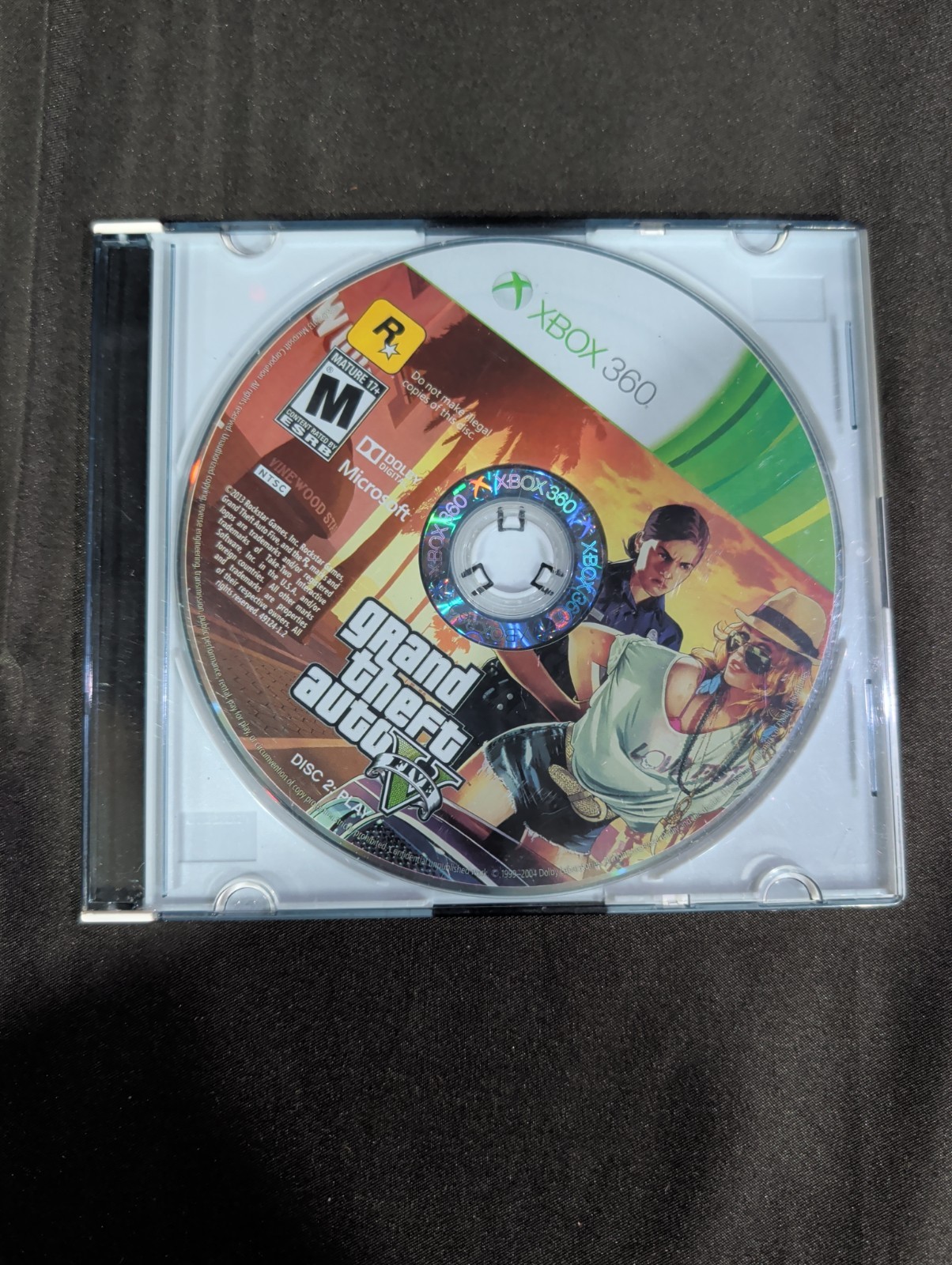 Grand Theft Auto 5 Disc 2 Only Xbox 360 + Generic Jewel Case *Untested*