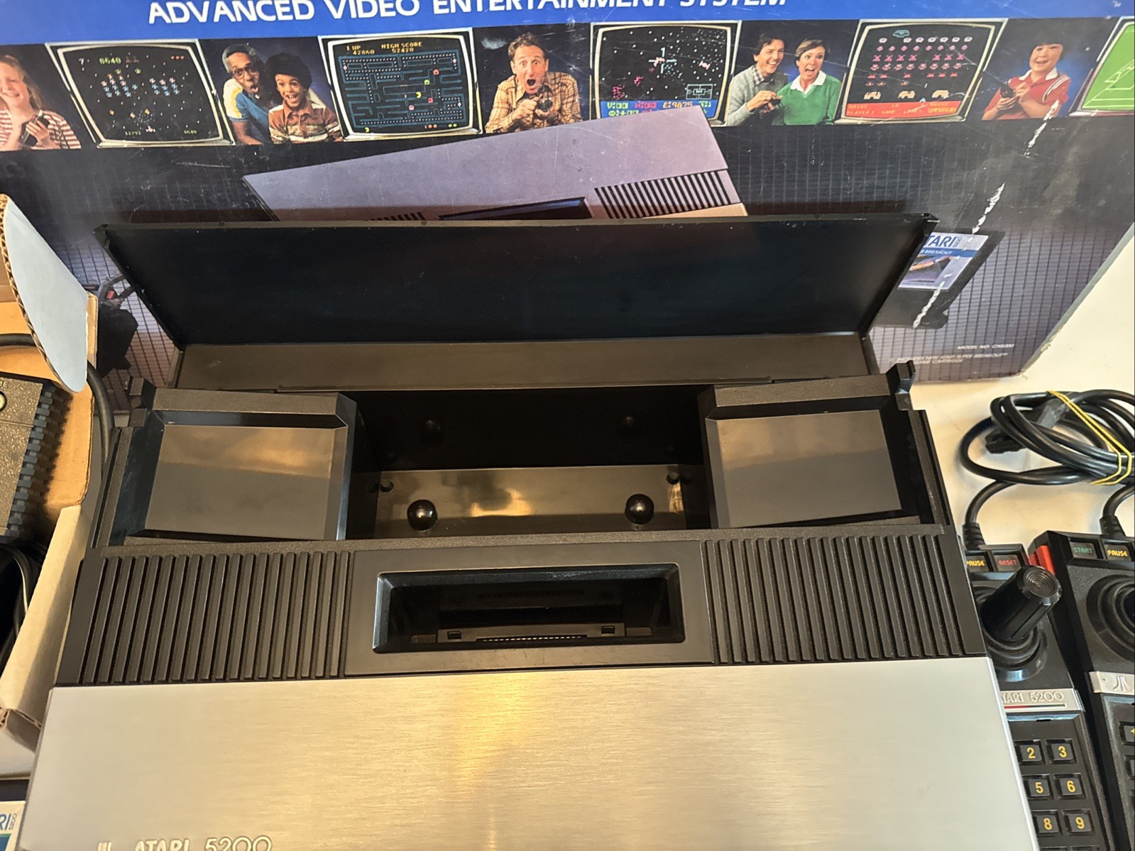 Atari 5200 Console 4-Port Bundle w/12 Games Power Cable Switch Box 2 Controllers