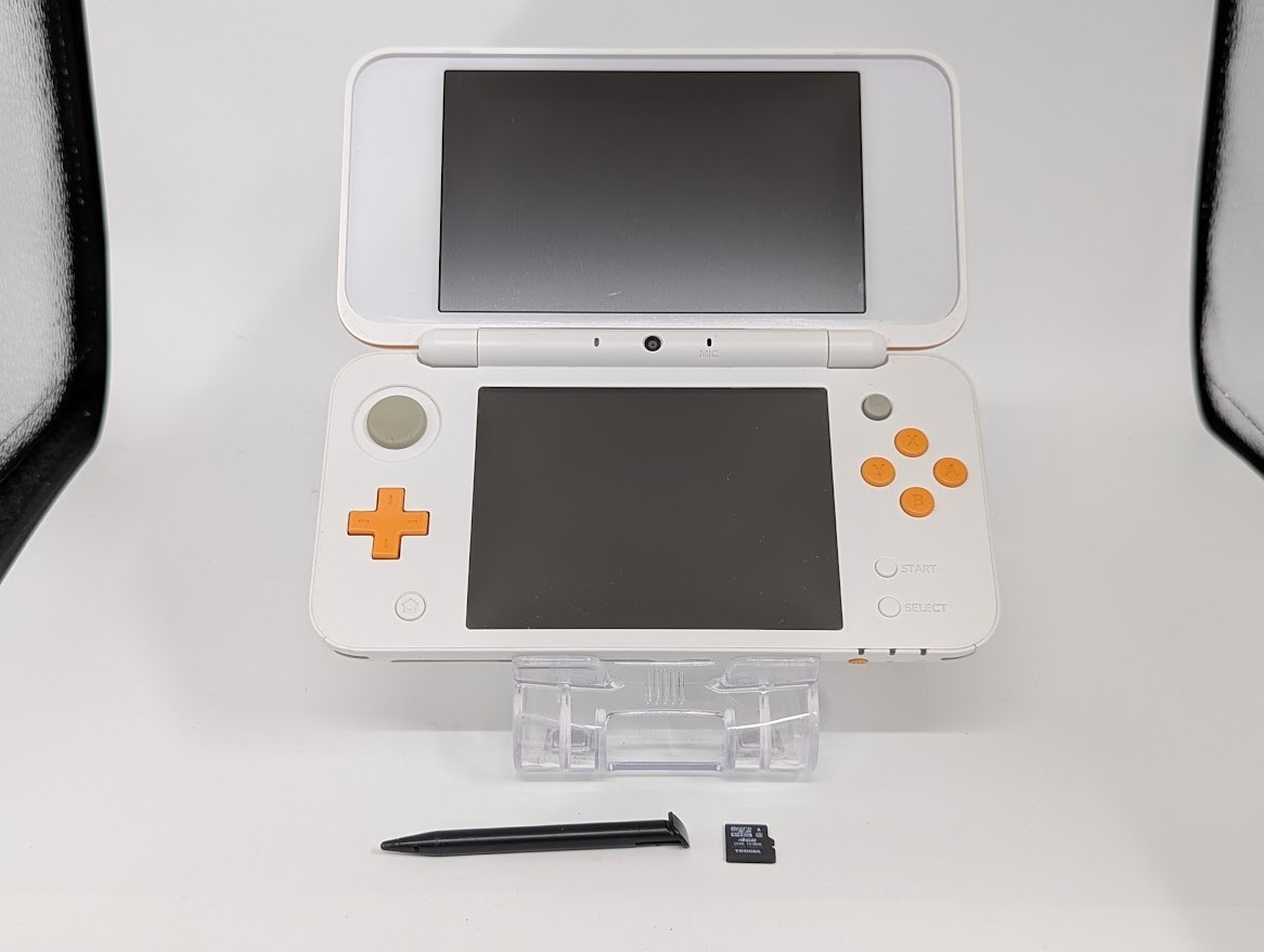 B112 Nintendo new 2DS console LL XL Orange x White Japan w/pouch pen adapter