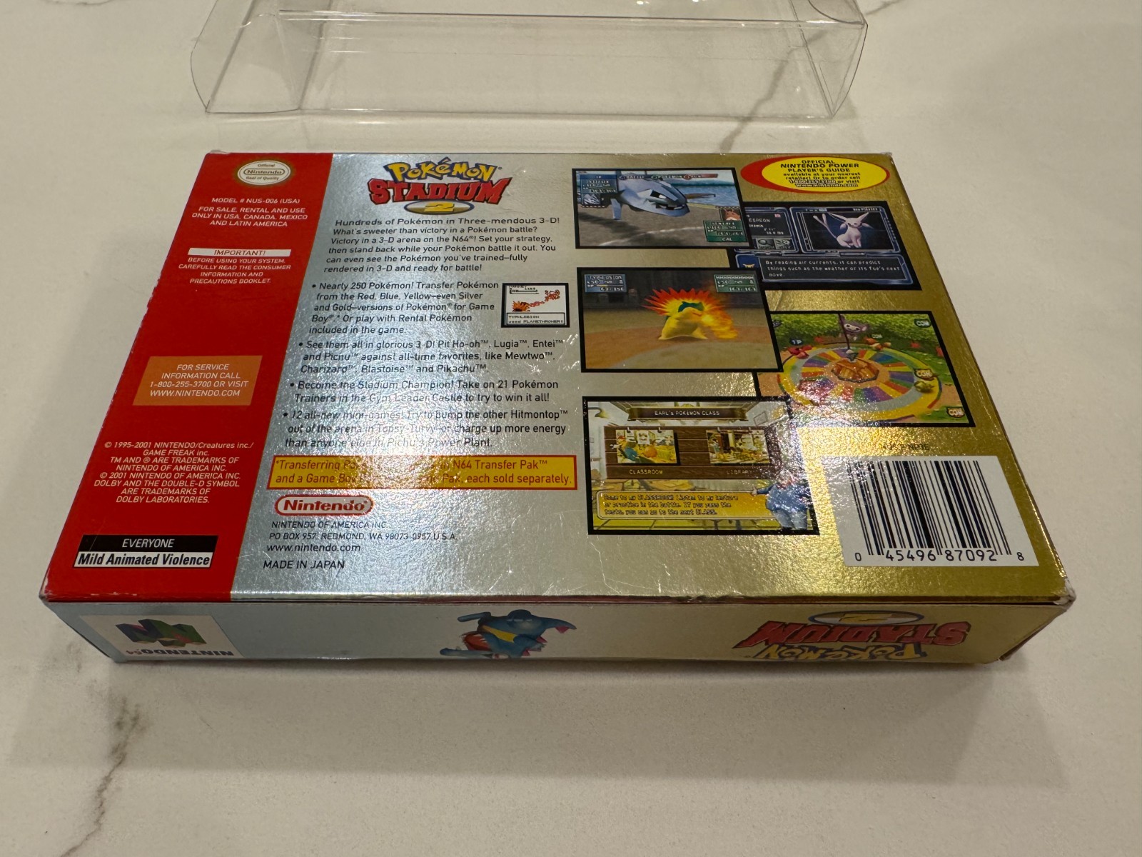 Pokemon Stadium 2 Box & Manual – very good condition with protective covers