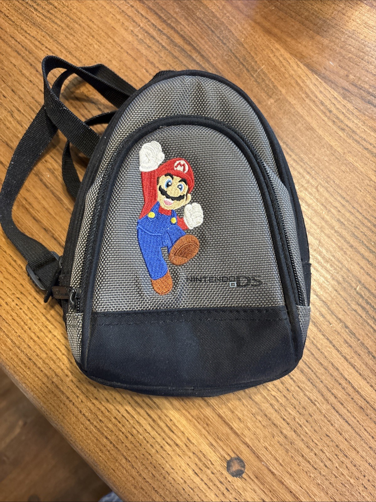 Official Nintendo DS Embroidered Mario Mini Backpack Carrying Case Black/Grey