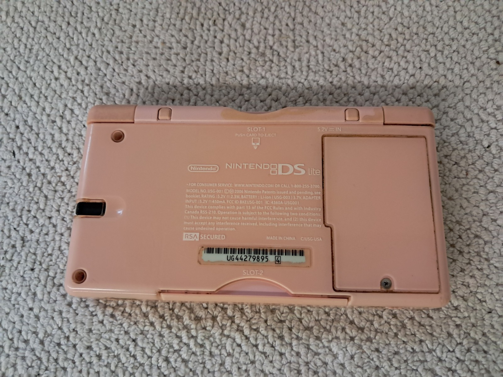 Nintendo DS Lite Pink Console Only Model USG-001 Parts/Repair Only