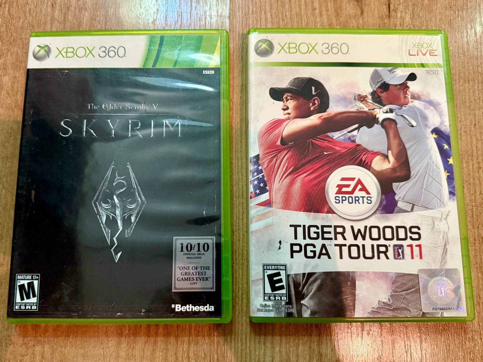 Xbox 360 Elite 120GB Console System Bundle Tested Working Skyrim Tiger Woods Lot