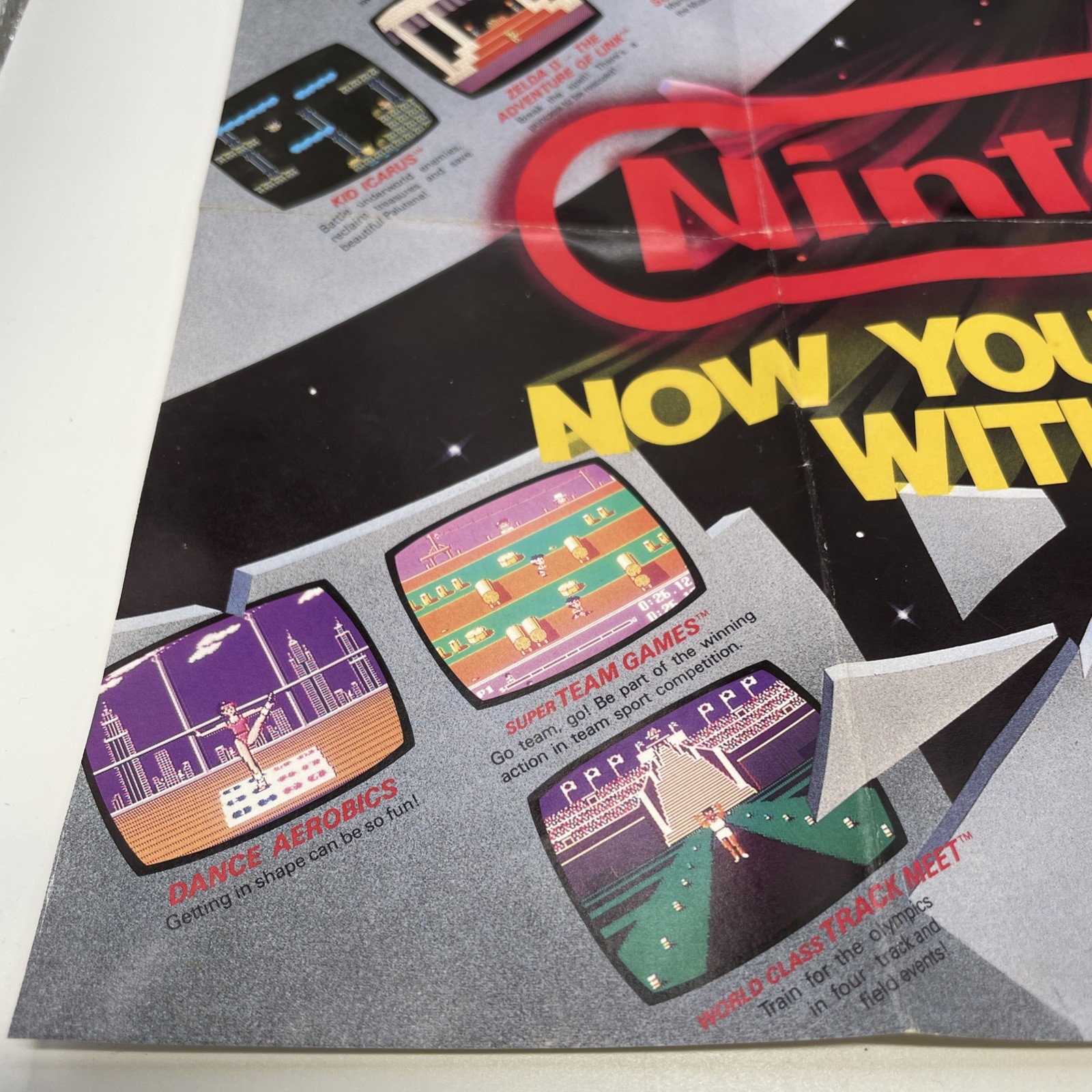 Vintage 1988 Nintendo NES Promotional Poster Fold Out Insert Multiple GamesShown