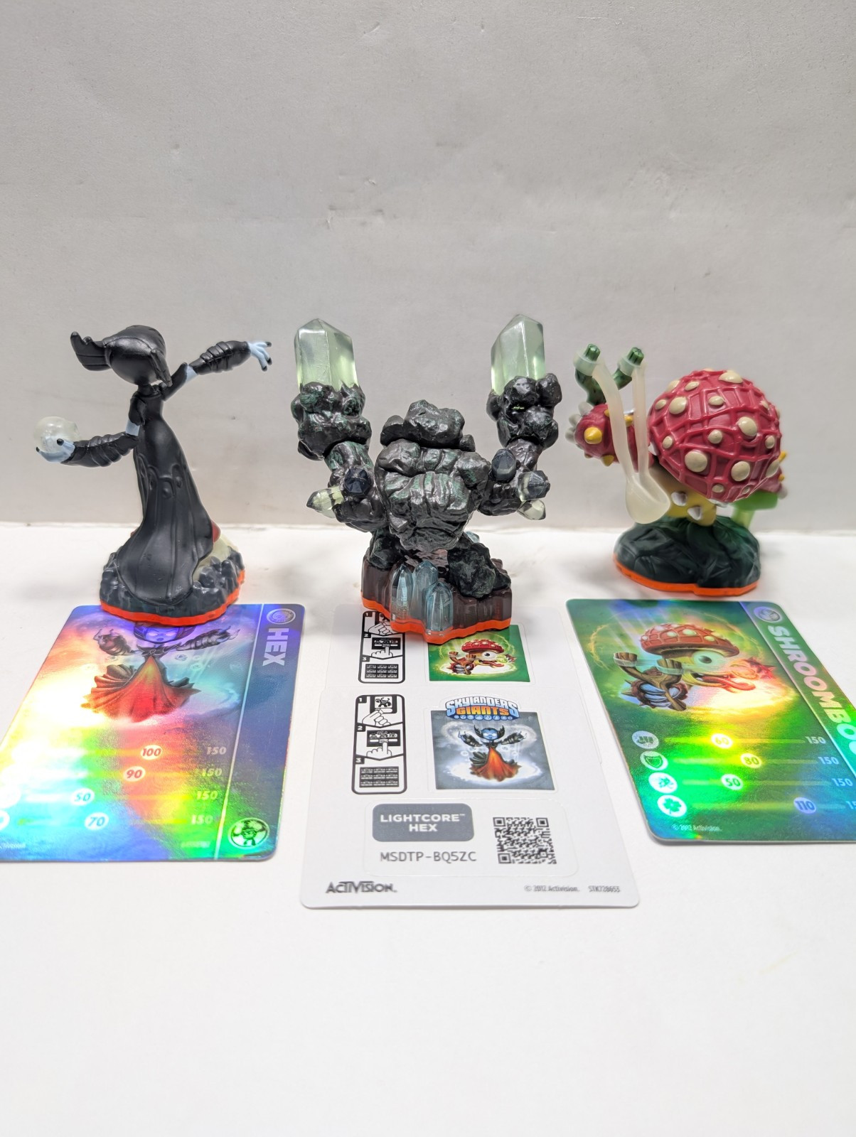 Skylanders Lightcore Lot: Shroomboom, Hex, & Prism Break + Holo Cards/Stickers