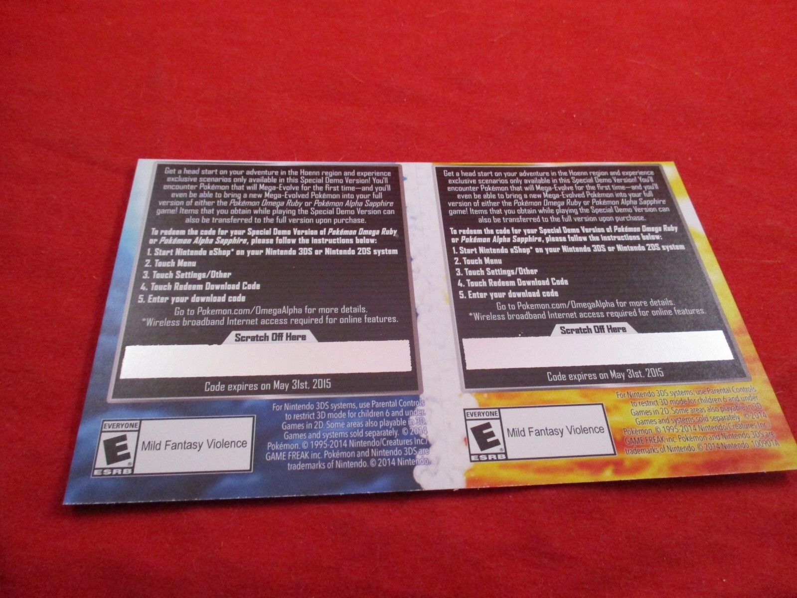 Pokemon Omega Ruby / Alpha Sapphire Special Demo Promo Card *EXPIRED*