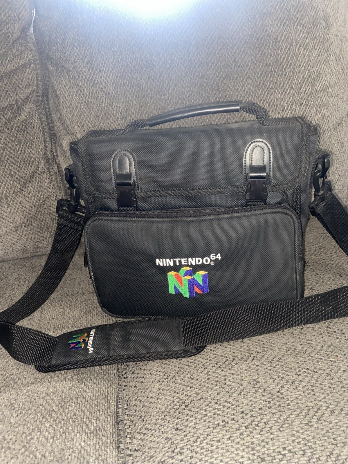 Nintendo 64 Black Nylon Padded Carrying Case with Partitions for Console & Games