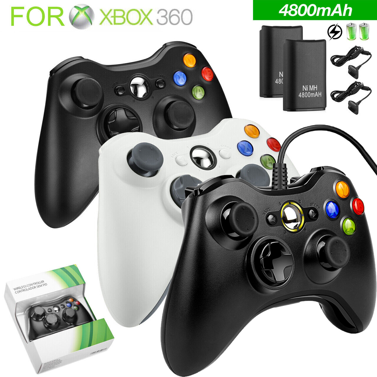 Wired / Wireless XBOX 360 Controller for WINDOWS PC and XBOX360 Gamepad