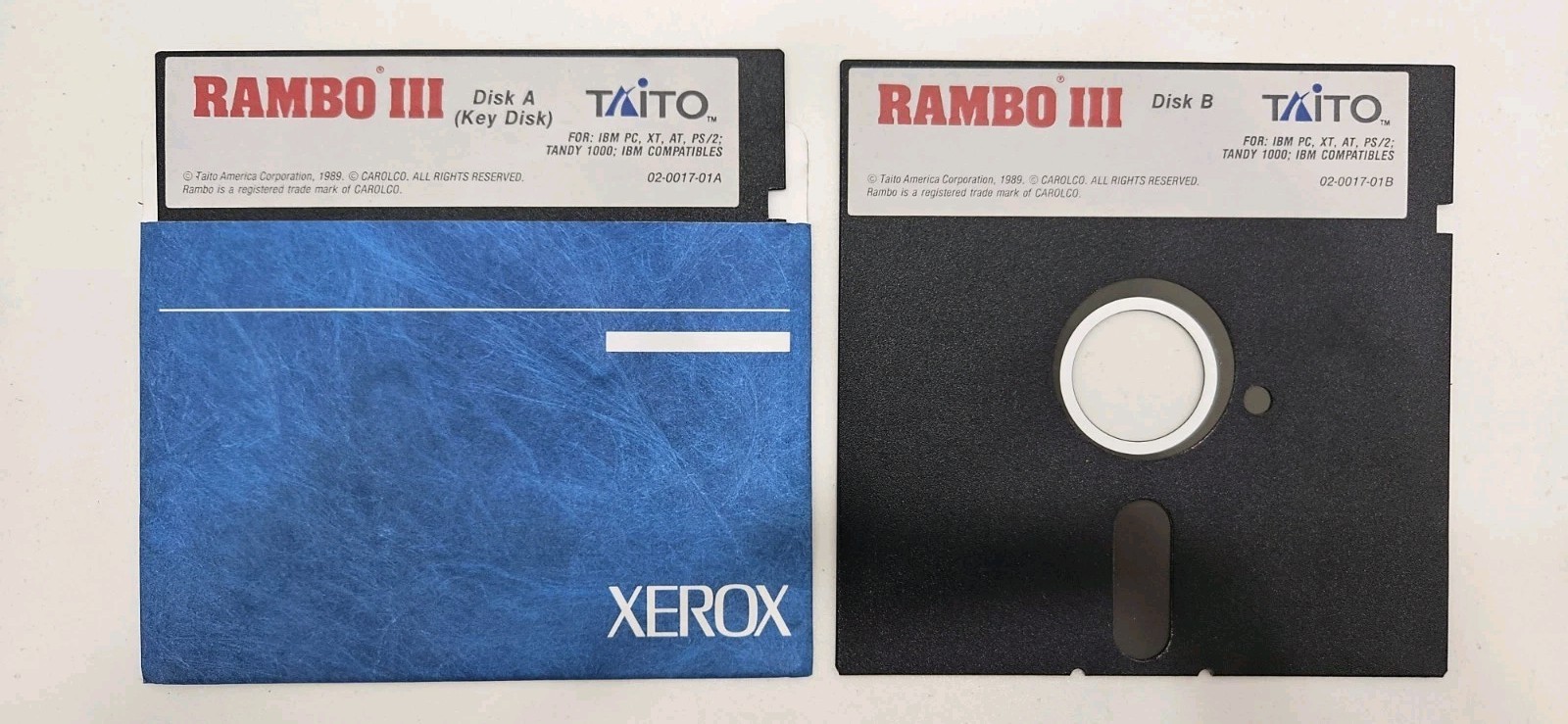 Rambo III IBM Tandy PC Game Floppy Disks Disk A Disk B 1989