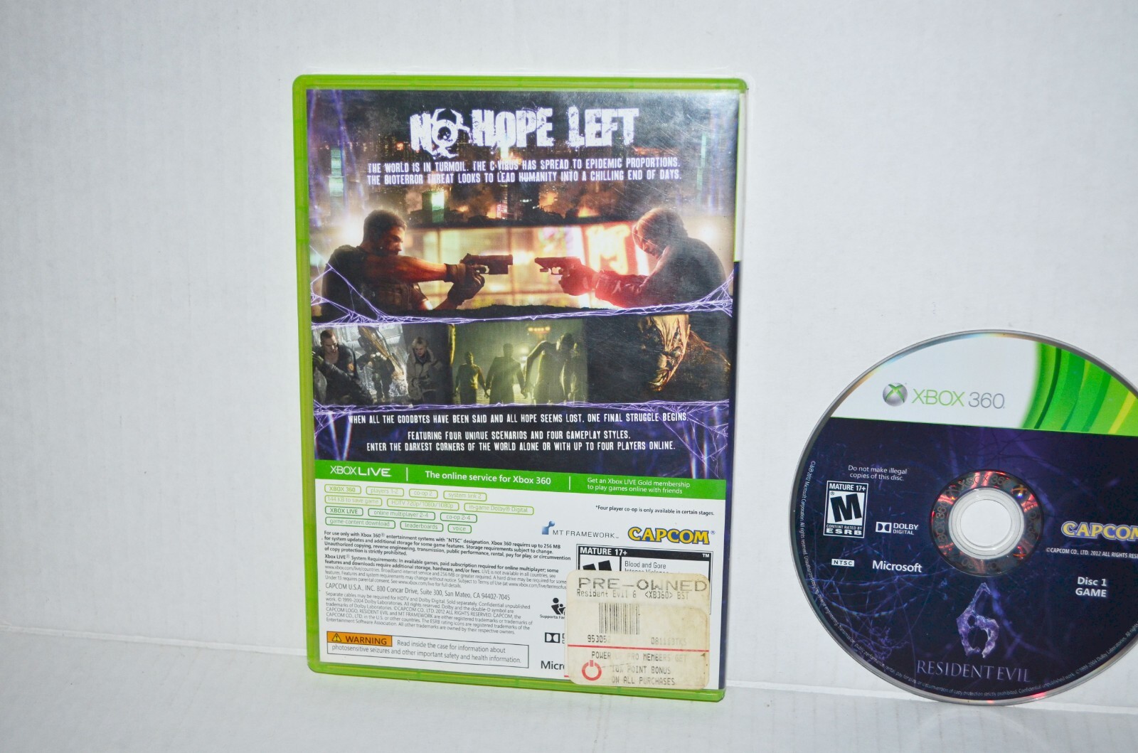 Resident Evil 6 (Microsoft Xbox 360, 2012) VI Video Game CIB Excellent🔥