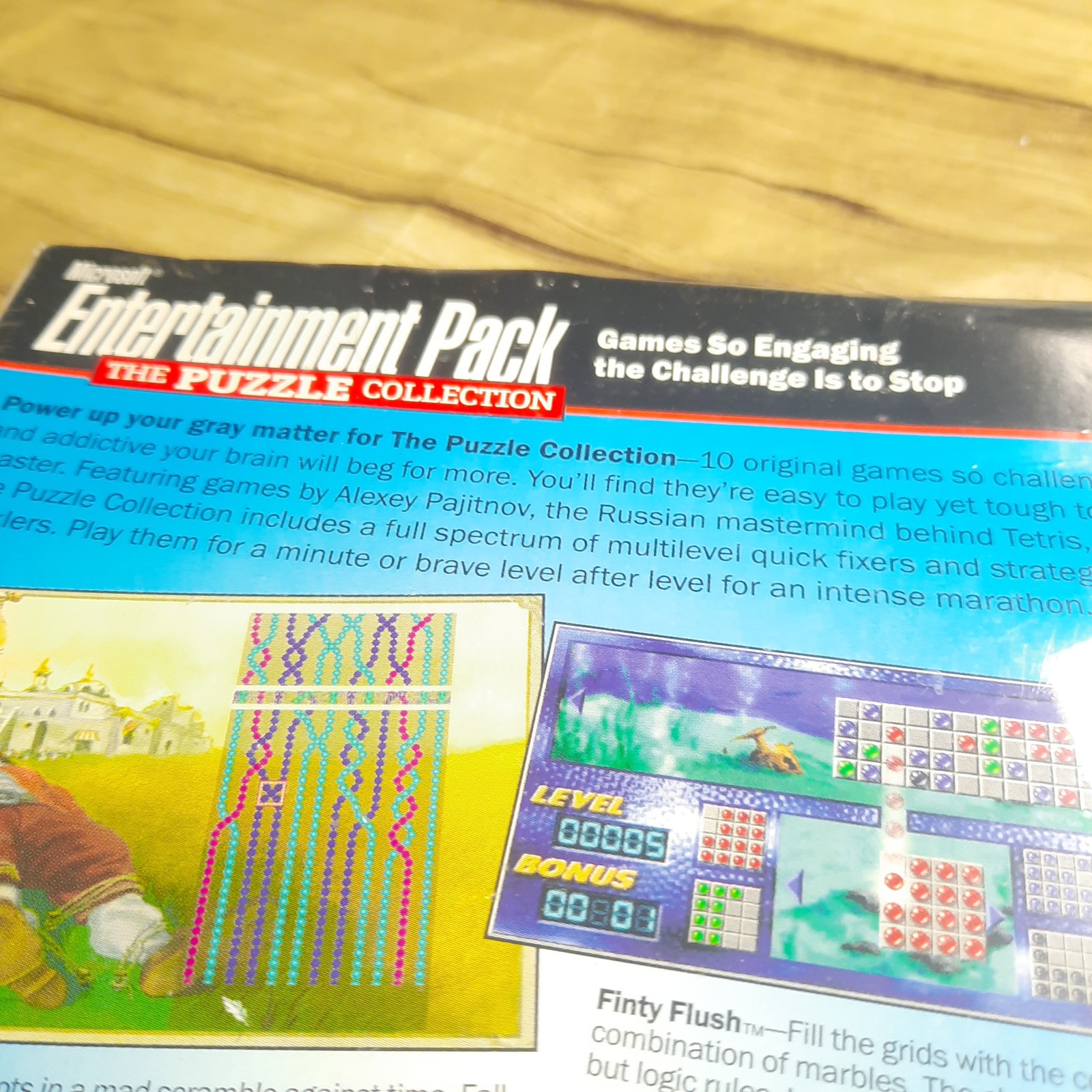 Vintage MICROSOFT ENTERTAINMENT PACK Puzzle Col. CD ROM Sealed Windows 95 NEW