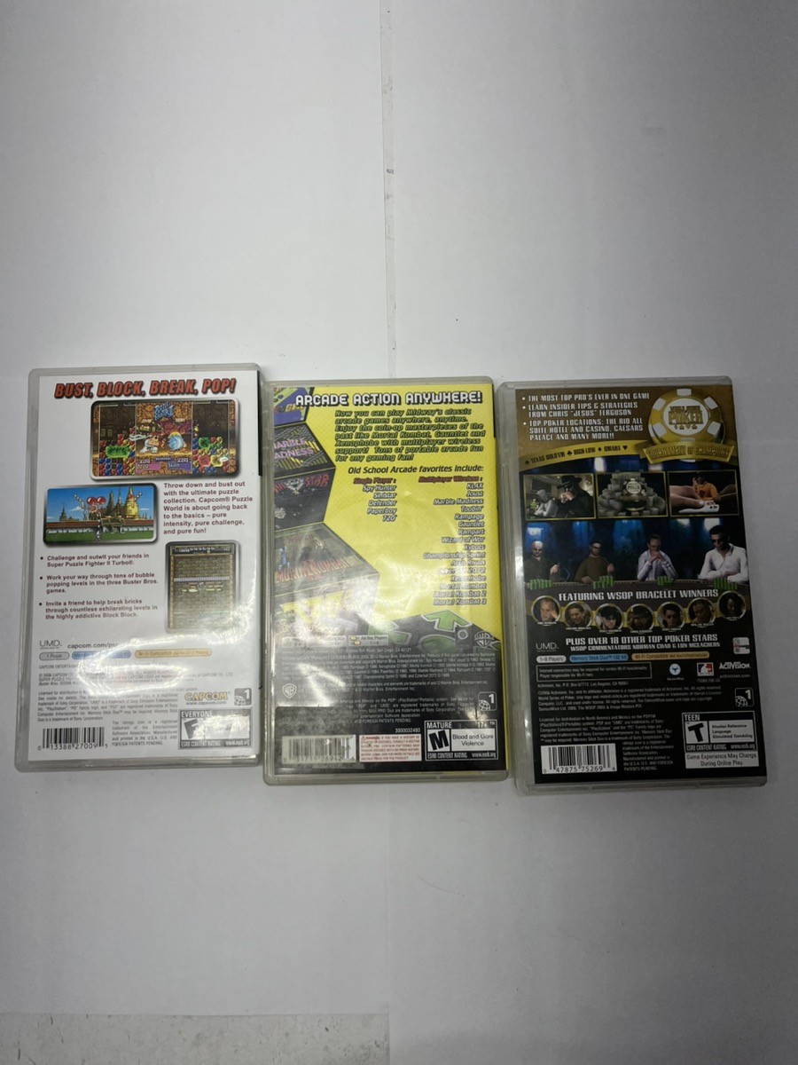 Poker,Board Game, Puzzle World, Midway Arcade Playstation Psp Game Lot Of 10