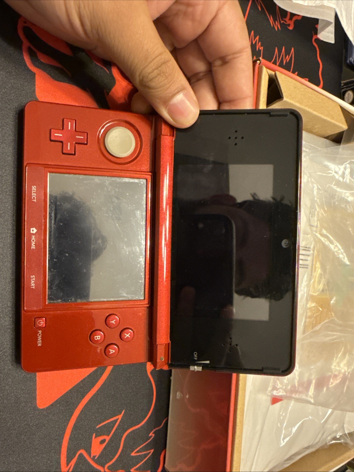 Nintendo 3DS Handheld System – Flame Red Tested And Working CIB
